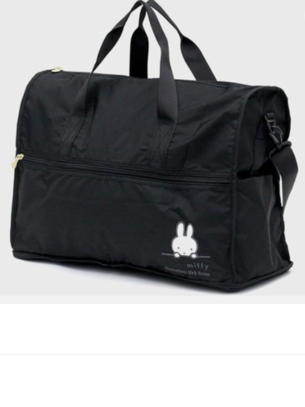 Duffle Miffy XLARGE Boston Weekender 2-Way Bag Purse Rabbit BLACK Travel Folding